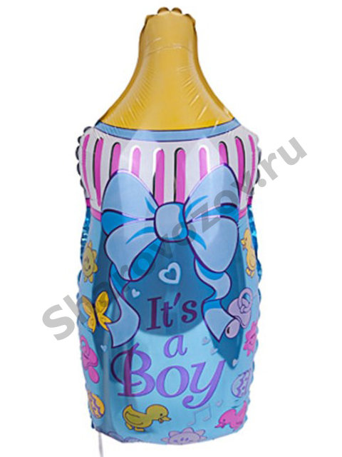 Шар голубой "Бутылочка для мальчика" 81 см