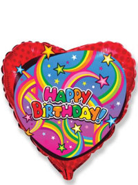 Шар сердце 45 см "Happy Birthday"