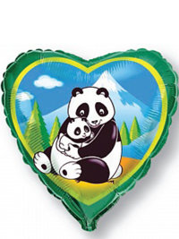 Шар сердце 45 см "Панда"